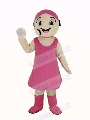 Customer Service Representative in Pink Dress Mascot Costume