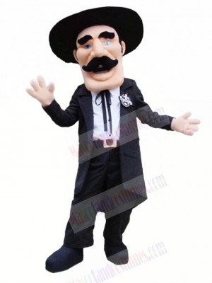 Gentleman with Black Hat Mascot Costume People	