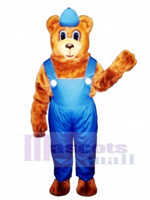 New Billy Bear with Overalls & Hat Mascot Costume