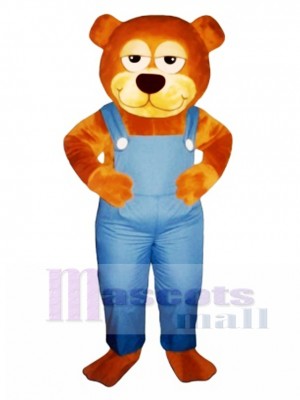 Cute Gardener Bear with Overalls Mascot Costume