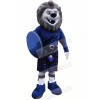 Grey Lion with Blue Suit Mascot Costumes Animal	