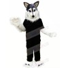 Wolf Husky in Black T-shirt Mascot Costume Animal