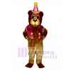 New Birthday Bear with Vest & Hat Mascot Costume