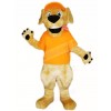 Retriever Dog with Orange Hat and Shirt Mascot Costumes Animal