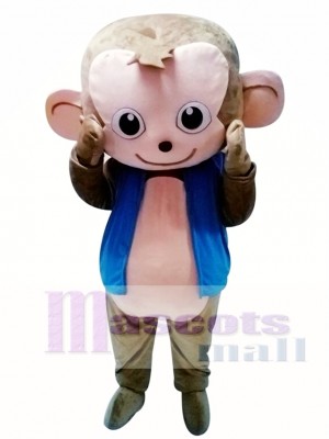 Cute Monkey Mascot Costume in Blue Jacket