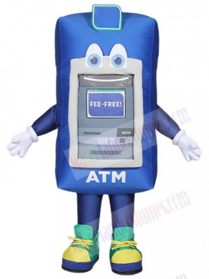 Blue ATM Machine Mascot Costume Cartoon