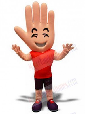Smiling Palm Hand Mascot Costume Cartoon