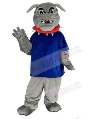 Bulldog in Dark Blue T-shirt Mascot Costume