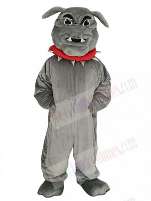 Gray Bulldog with Red Collar Mascot Costume