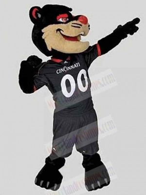Sport Black Cat Mascot Costume Animal with Red Nose
