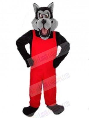 Bad Wolf Mascot Costume Animal in Red Clothes