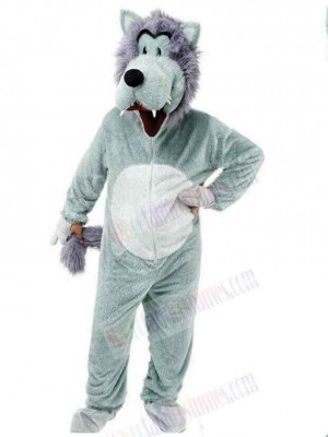 Cute Gray Wolf Mascot Costume Animal with Small Eyes