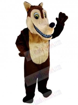 Funny Dark Brown Wolf Mascot Costume Animal