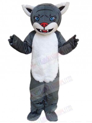 Gray Wolf Mascot Costume Animal with Red Nose