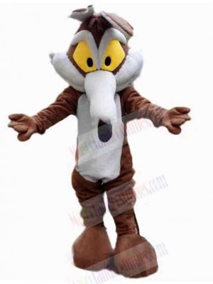 Brown Wolf Mascot Costume Animal with Yellow Eyes