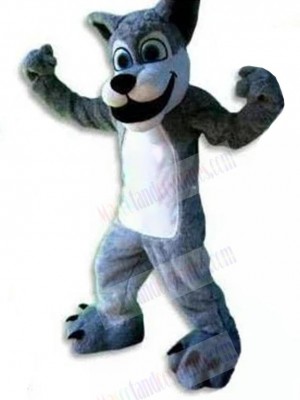 Happy Smiling Wolf Mascot Costume Animal