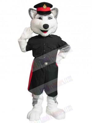 Smiling Police Wolf Mascot Costume Animal