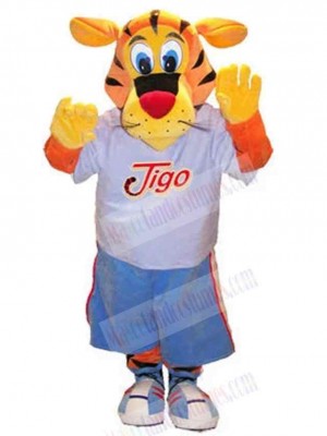 Sport Tiger Mascot Costume Animal in White T-shirt