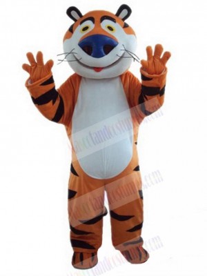 Fat Tiger Mascot Costume Animal with Blue Nose