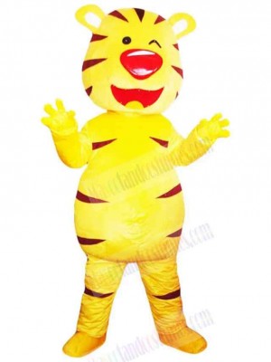 Cartoon Tiger Mascot Costume Animal with Red Nose
