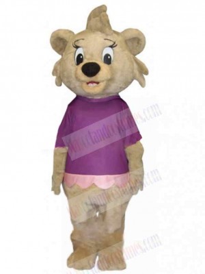 Girl Lion Mascot Costume Animal in Purple T-shirt