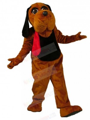 Brown Bloodhound Dog Mascot Costume with Long Black Ears