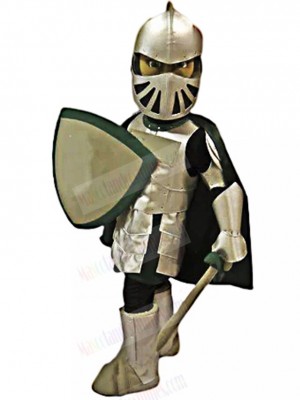 Dark Silver Knight with Shield Mascot Costume People	