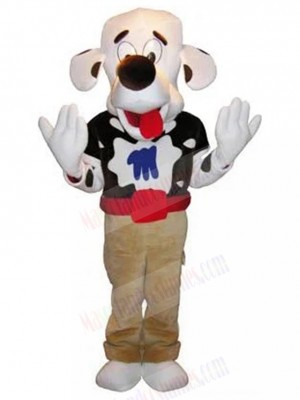 White Dog Mascot Costume with Red Belt Animal