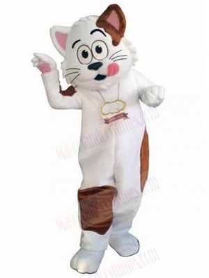Foolish White and Brown Cat Mascot Costume Animal