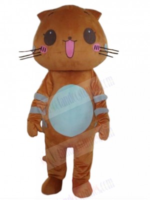 Cute Orange Cat Mascot Costume with White Stripe Animal