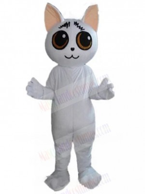 Frowning White Cat Mascot Costume Animal