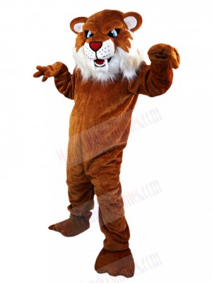 Brown Tiger Mascot Costume with Long White Beard Animal
