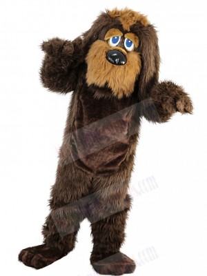 Hairy Brown Dog Mascot Costume with Long Brown Ears Animal