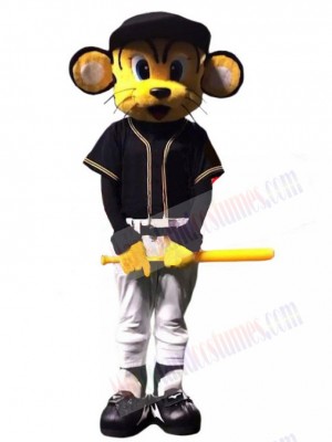 Baseball Tiger Mascot Costume Animal with Black Hat