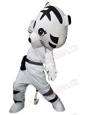 Cute White and Black Tiger Mascot Costume Animal