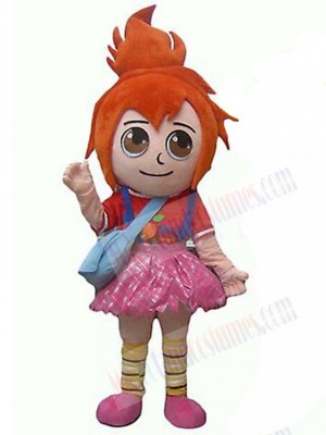 Cute Orange Hair Girl Elf Mascot Costume Cartoon