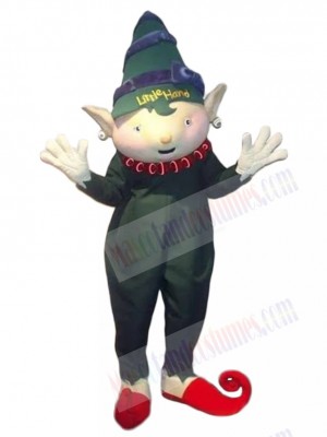 Elf Mascot Costume Cartoon in Green Romper