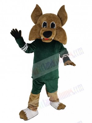Cute Arizona Coyote Wolf Mascot Costume Animal in Forest Green Jersey