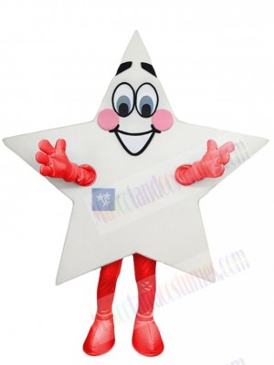 Smiley White Star Mascot Costume Cartoon