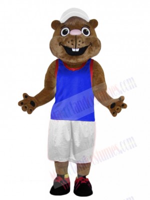 Gopher in Blue Jersey Mascot Costume Animal