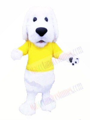 Cute White Dog with Yellow T-shirt Mascot Costumes Animal