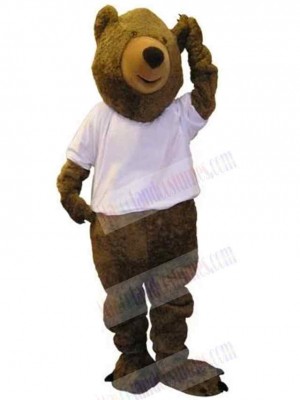 Bear in White Clothes Mascot Costume For Adults Mascot Heads