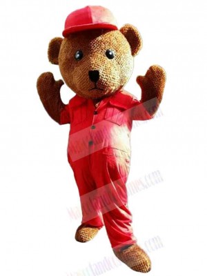 Bear with Red Cap Mascot Costume For Adults Mascot Heads