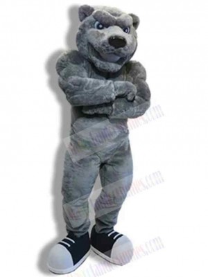 Muscle Gray Bear Mascot Costume For Adults Mascot Heads