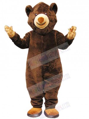 Friendly Plush Brown Bear Mascot Costume For Adults Mascot Heads