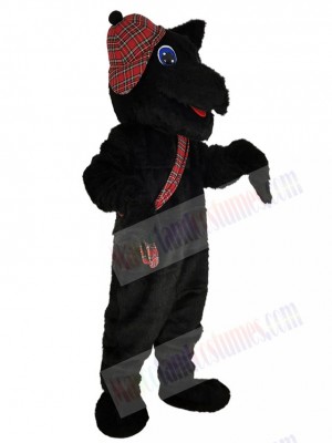 Black Scottish Dog Mascot Costume Animal with Blue Eyes