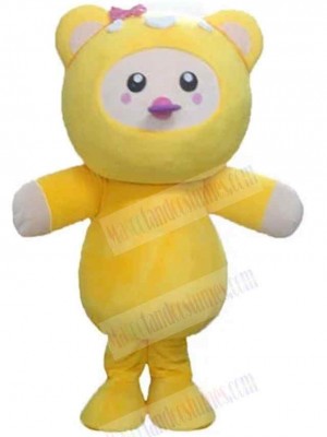 Yellow Hooded Baby Bear Mascot Costume Animal
