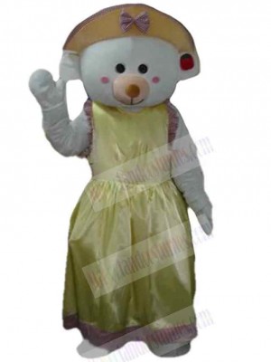 Lady White Bear Mascot Costume Animal