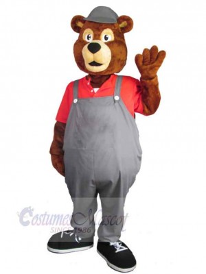 Bear with Gray Hat Mascot Costume Animal
