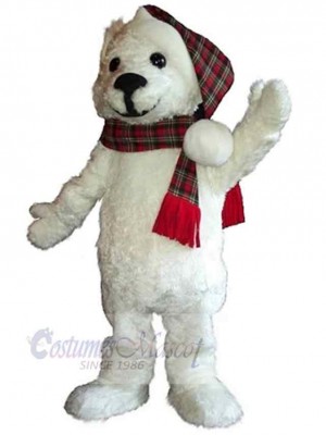 Bear in Plaid Scarf Mascot Costume Animal